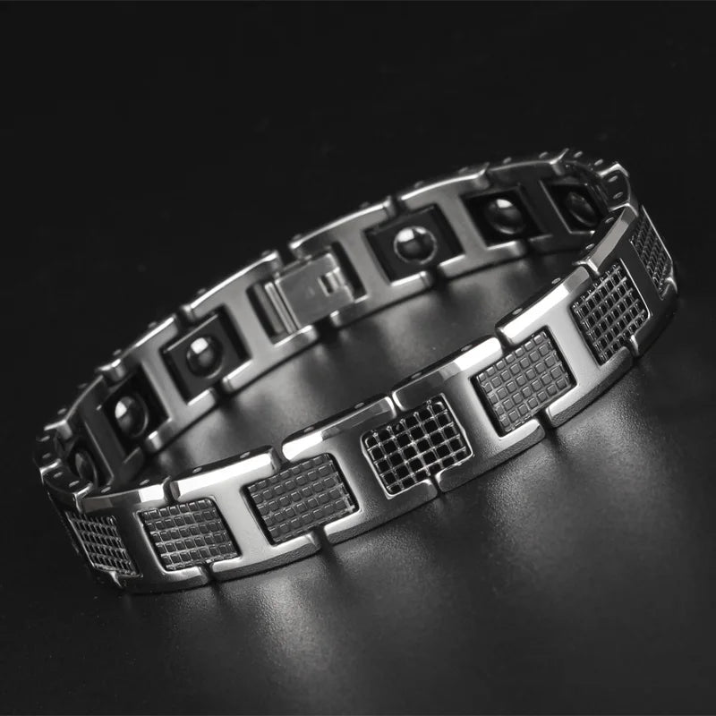 On Sales High Polished Tungsten Steel Man Bracelet Gifts Best Friend Men's Bracelets With Healthy Black Germanium Magnetic Stone shopjponline.com