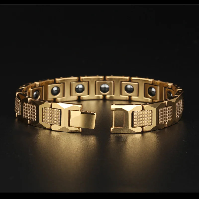 On Sales High Polished Tungsten Steel Man Bracelet Gifts Best Friend Men's Bracelets With Healthy Black Germanium Magnetic Stone shopjponline.com