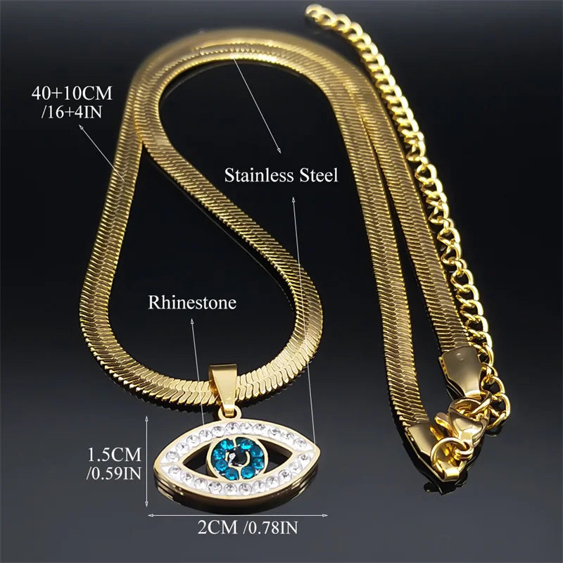 Colar Vintage Olho Místico Cristalino Banhado a Ouro shopjponline.com