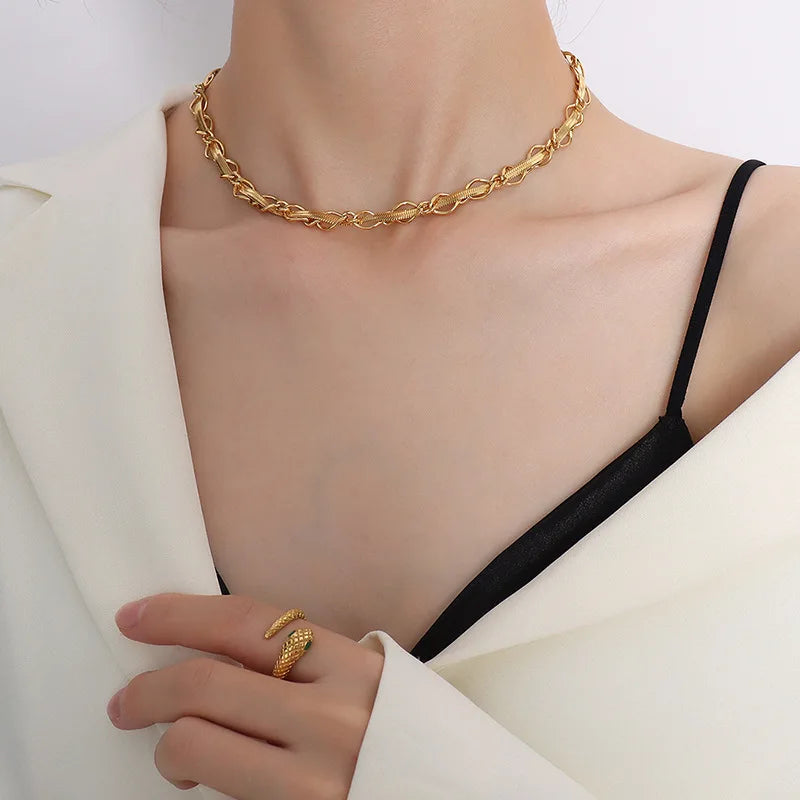 Conjunto Charmoso: Colar Inox & Pulseira - Mulher Moderna