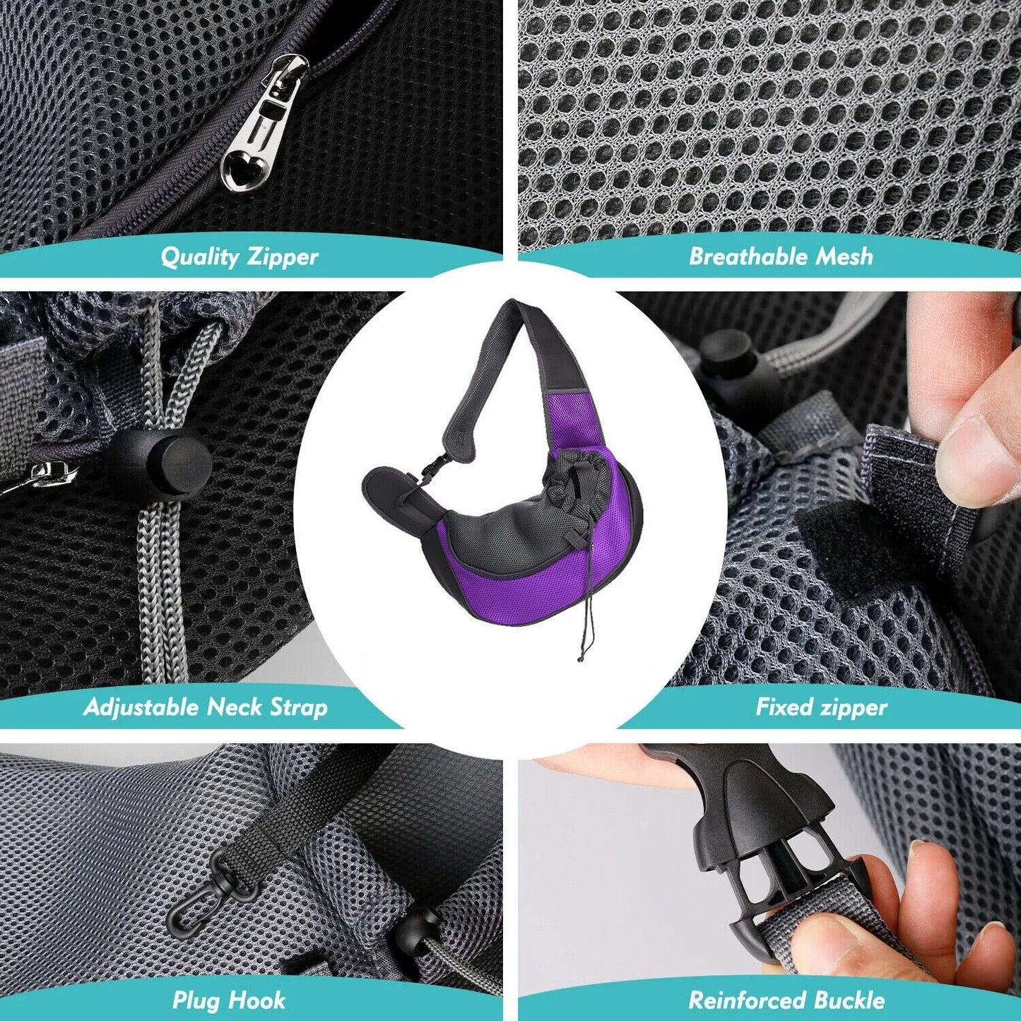 Mochila de Passeio para Cães Pequenos - Transporte de Estimação Confortável em Oxford, Alça de Ombro Única em Malha shopjponline.com