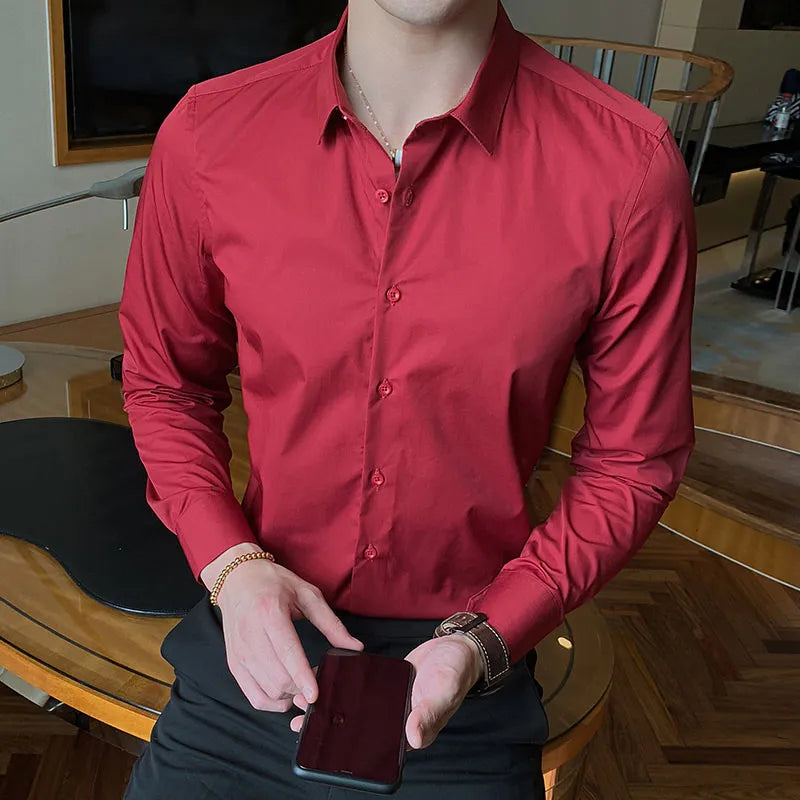 Camisa Clássica de Algodão para Homem, Manga Longa, Padrão Regular, Preta ou Branca, Tamanhos 5XL-8XL shopjponline.com