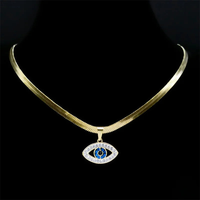 Colar Vintage Olho Místico Cristalino Banhado a Ouro shopjponline.com