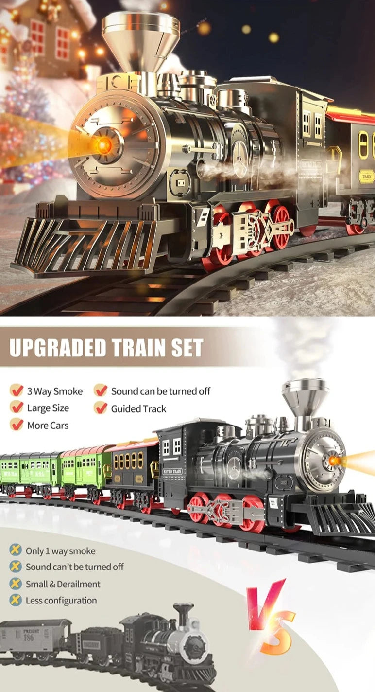 Trem Elétrico Natalino: Diversão Ferroviária com Locomotiva a Vapor - O Presente Perfeito para Crianças shopjponline.com