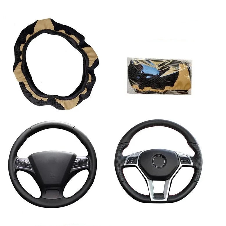 Capa de Volante de Carro Exclusiva 37-38cm em Couro Tridimensional Bordada com Diamantes Coloridos e Respirável shopjponline.com