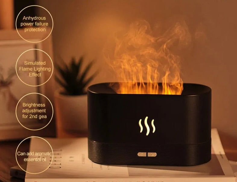 Perfumador de Ambiente Ultrassónico com Iluminação LED e Simulação de Chama Colorida shopjponline.com