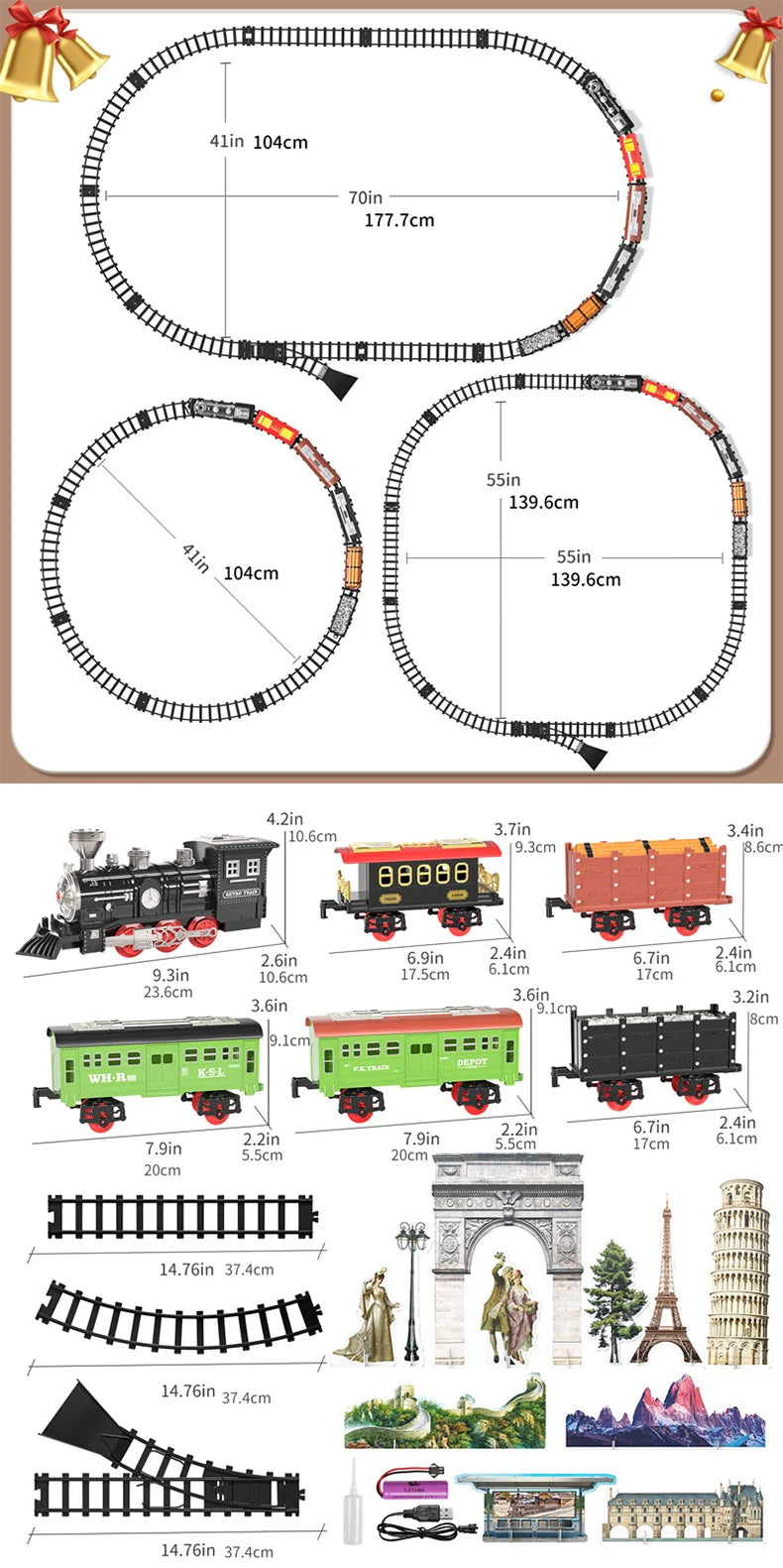 Trem Elétrico Natalino: Diversão Ferroviária com Locomotiva a Vapor - O Presente Perfeito para Crianças shopjponline.com