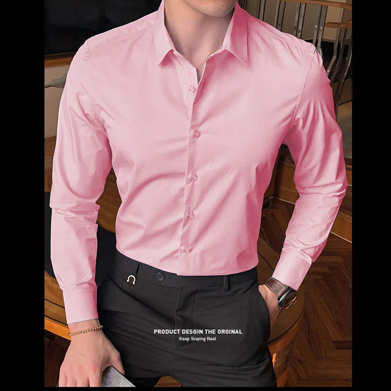 Camisa Clássica de Algodão para Homem, Manga Longa, Padrão Regular, Preta ou Branca, Tamanhos 5XL-8XL shopjponline.com