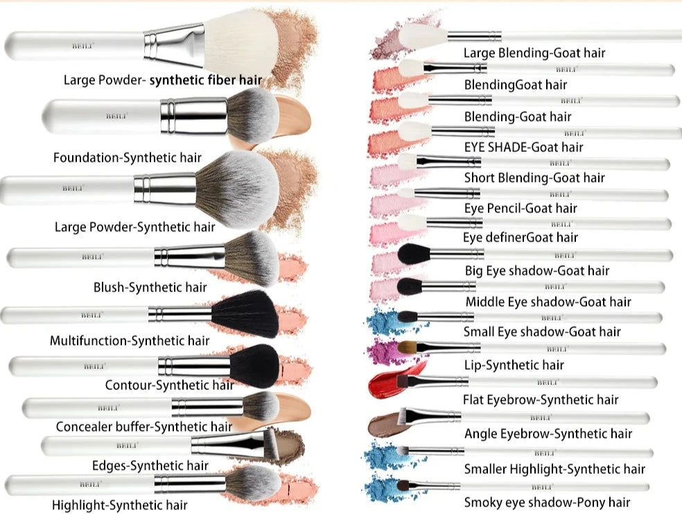 Coleção de Pincéis BEILI - 24 Ferramentas de Maquilhagem em Cabelo de Cabra Natural shopjponline.com