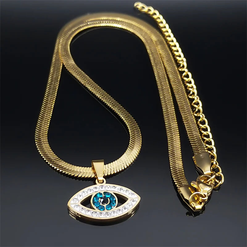 Colar Vintage Olho Místico Cristalino Banhado a Ouro shopjponline.com