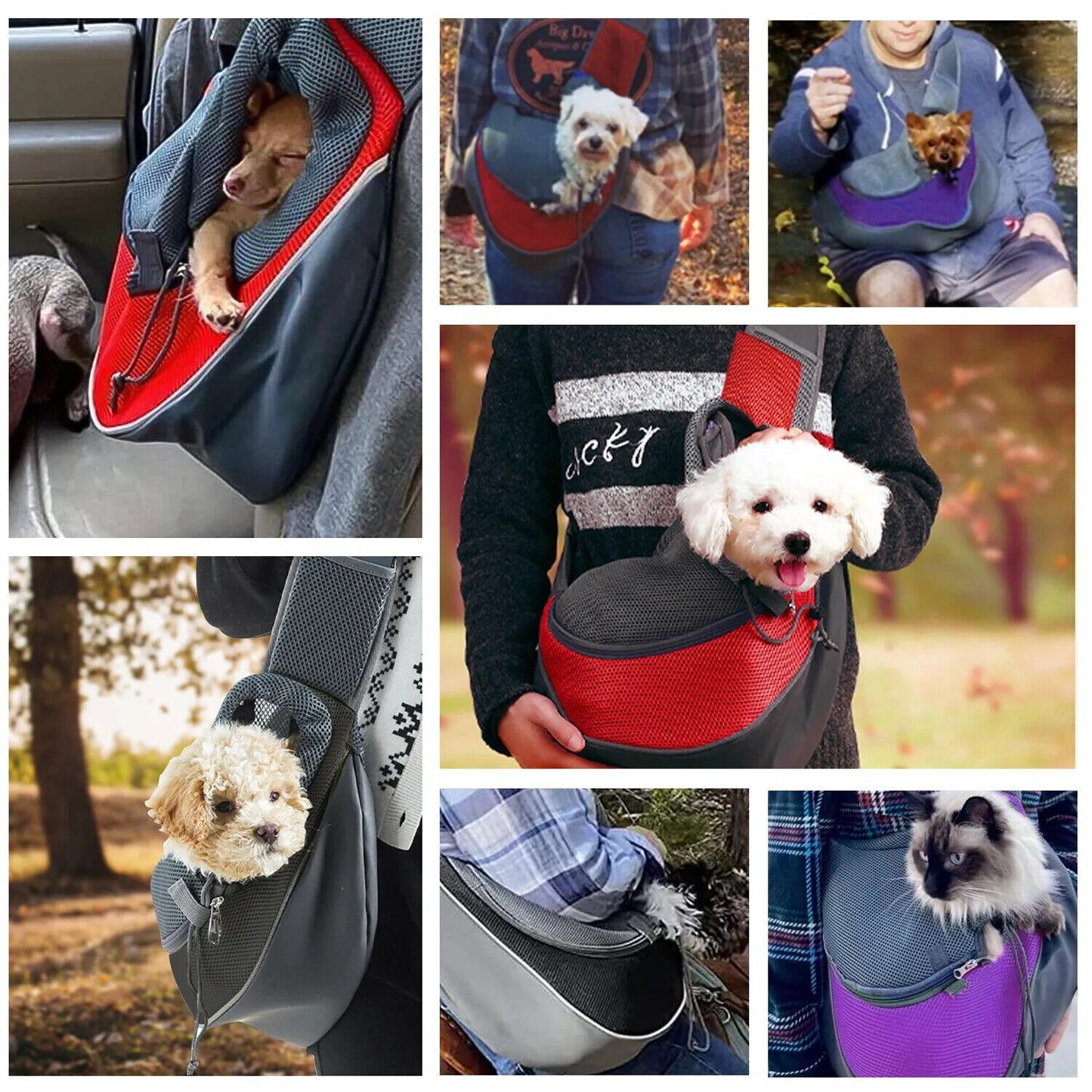 Mochila de Passeio para Cães Pequenos - Transporte de Estimação Confortável em Oxford, Alça de Ombro Única em Malha shopjponline.com