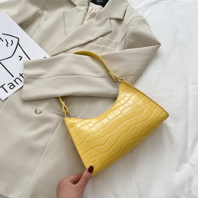 Fashion PU Leather Bags for Women Alligator Pattern Armpit Handbag Female Small Underarm Messenger Bag Purse shopjponline.com