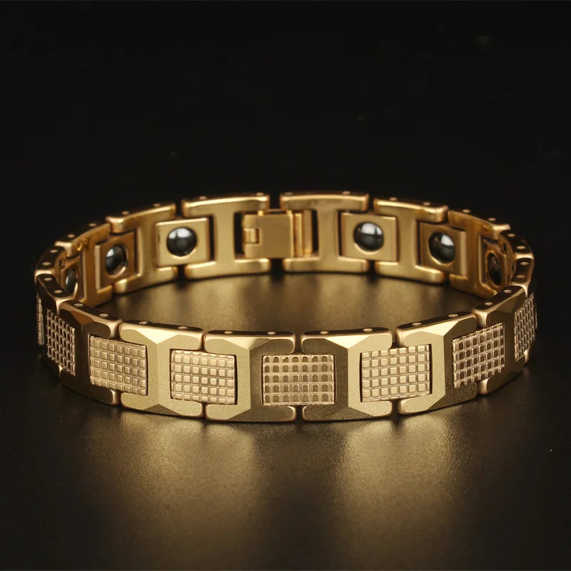 On Sales High Polished Tungsten Steel Man Bracelet Gifts Best Friend Men's Bracelets With Healthy Black Germanium Magnetic Stone shopjponline.com