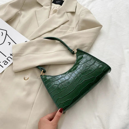 Fashion PU Leather Bags for Women Alligator Pattern Armpit Handbag Female Small Underarm Messenger Bag Purse shopjponline.com
