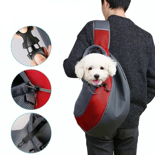 Mochila de Passeio para Cães Pequenos - Transporte de Estimação Confortável em Oxford, Alça de Ombro Única em Malha shopjponline.com