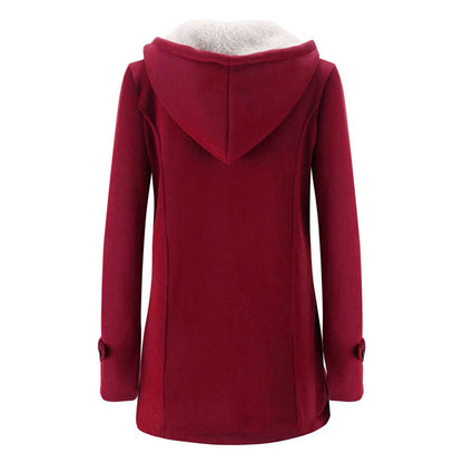 Camisola com Capuz e Casaco de Manga Comprida, Quente e Elegante com Fivela de Chifre para Mulhe shopjponline.com