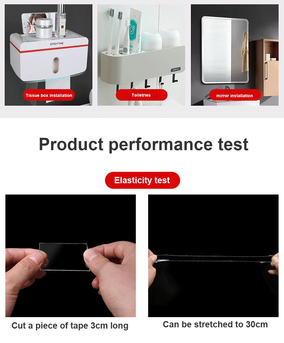 "NanoGrip UltraBond™ - Fita Adesiva Dupla Face 1-10M: Aderência Poderosa e Transparente para Fixação Resistente, Multiuso, Reutilizável e à Prova d'Água na Europa." shopjponline.com