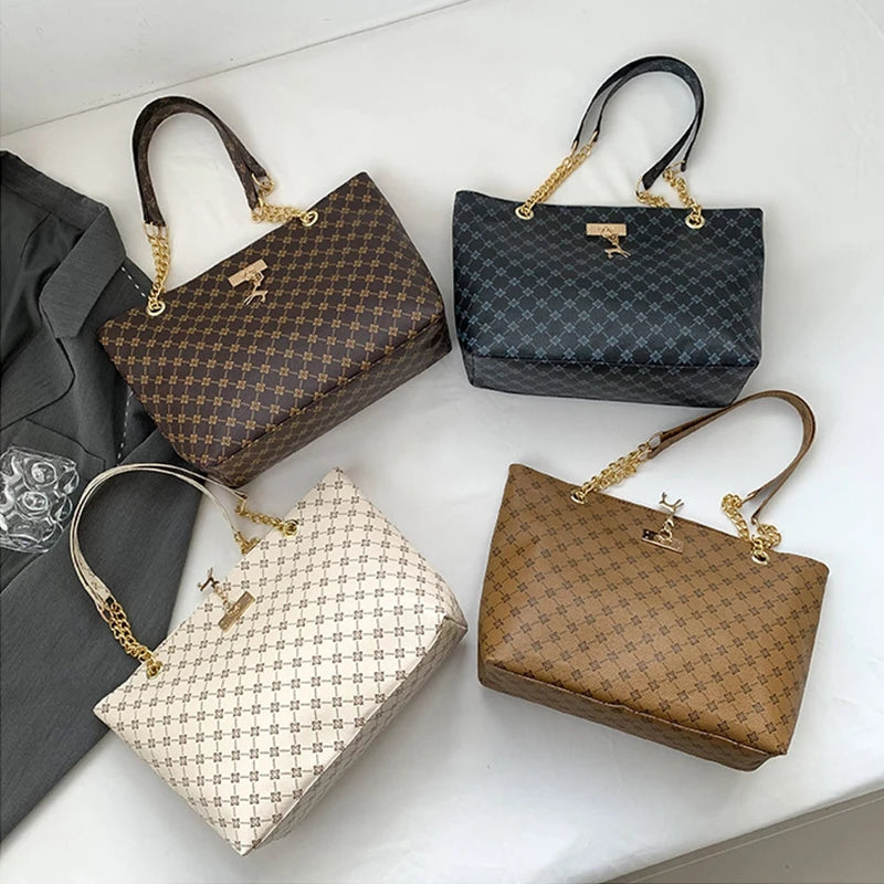 New Presbyopia Handbag Texture Soft Leather Large Capacity Tote Women Bag With Hanging Accessories Shoulder Bag shopjponline.com