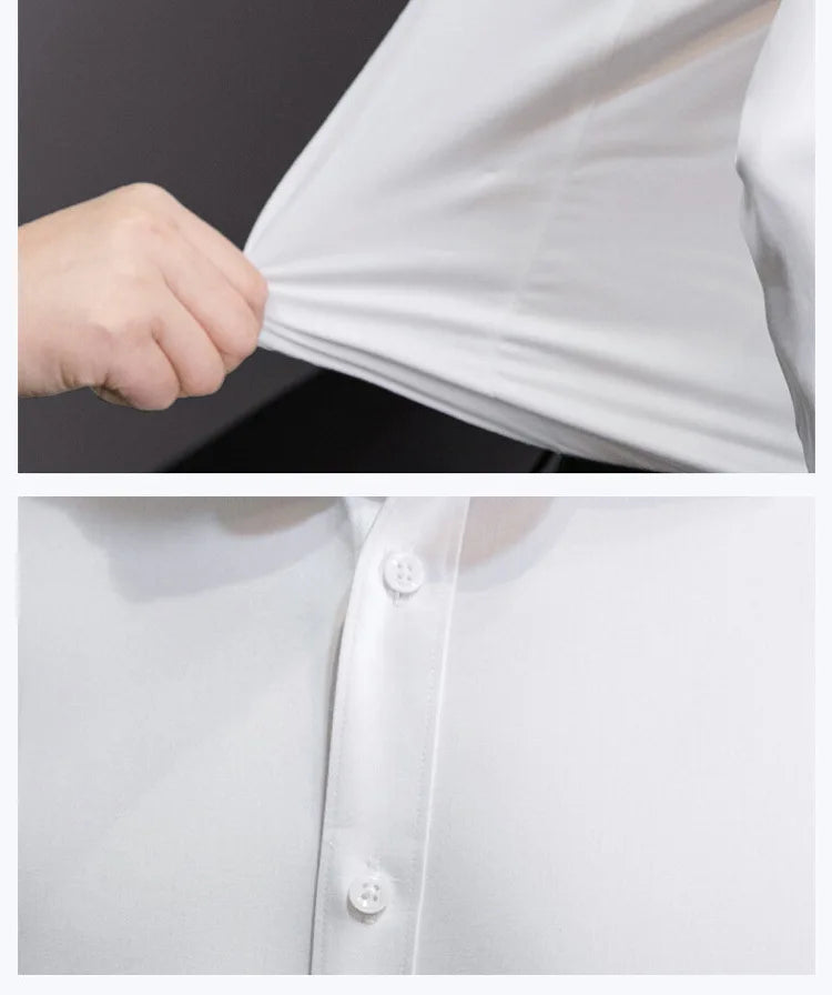 New Plus Size 6XL 7XL 8XL Men Solid Color Business Shirt Fashion Classic Basic Casual Slim White Long Sleeve Shirt Brand Clothes shopjponline.com