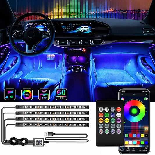 Neon AutoLuz Ambiente: Kit LED com Controlo Remoto App e Música shopjponline.com