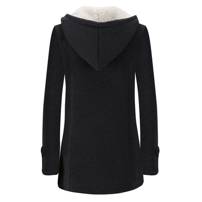 Camisola com Capuz e Casaco de Manga Comprida, Quente e Elegante com Fivela de Chifre para Mulhe shopjponline.com