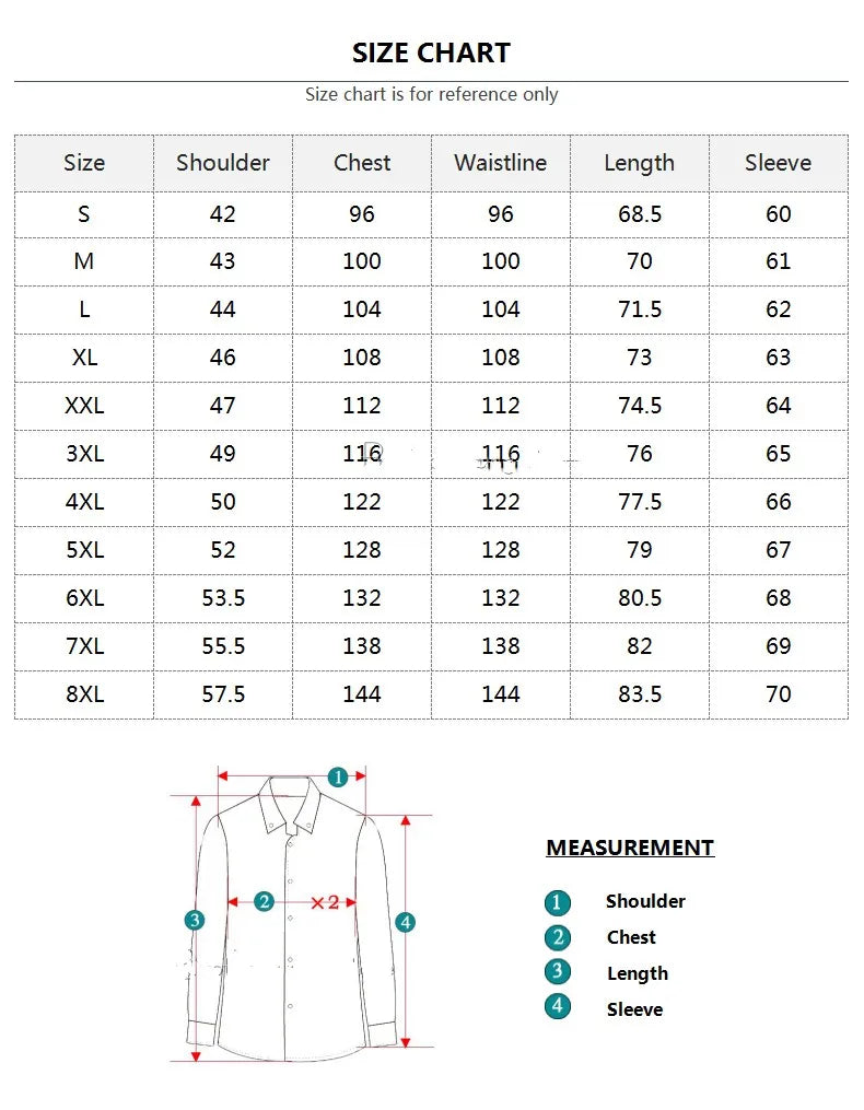 New Plus Size 6XL 7XL 8XL Men Solid Color Business Shirt Fashion Classic Basic Casual Slim White Long Sleeve Shirt Brand Clothes shopjponline.com