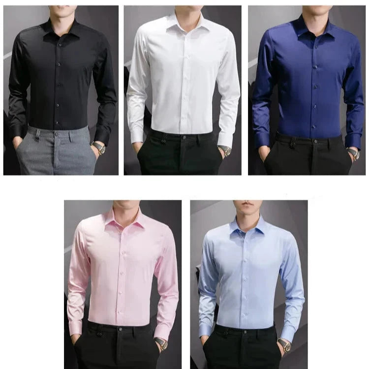 New Plus Size 6XL 7XL 8XL Men Solid Color Business Shirt Fashion Classic Basic Casual Slim White Long Sleeve Shirt Brand Clothes shopjponline.com