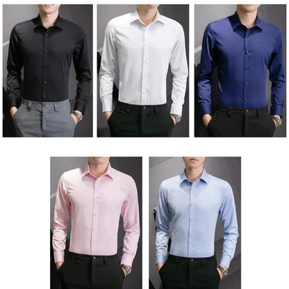 New Plus Size 6XL 7XL 8XL Men Solid Color Business Shirt Fashion Classic Basic Casual Slim White Long Sleeve Shirt Brand Clothes shopjponline.com