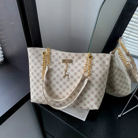 New Presbyopia Handbag Texture Soft Leather Large Capacity Tote Women Bag With Hanging Accessories Shoulder Bag shopjponline.com