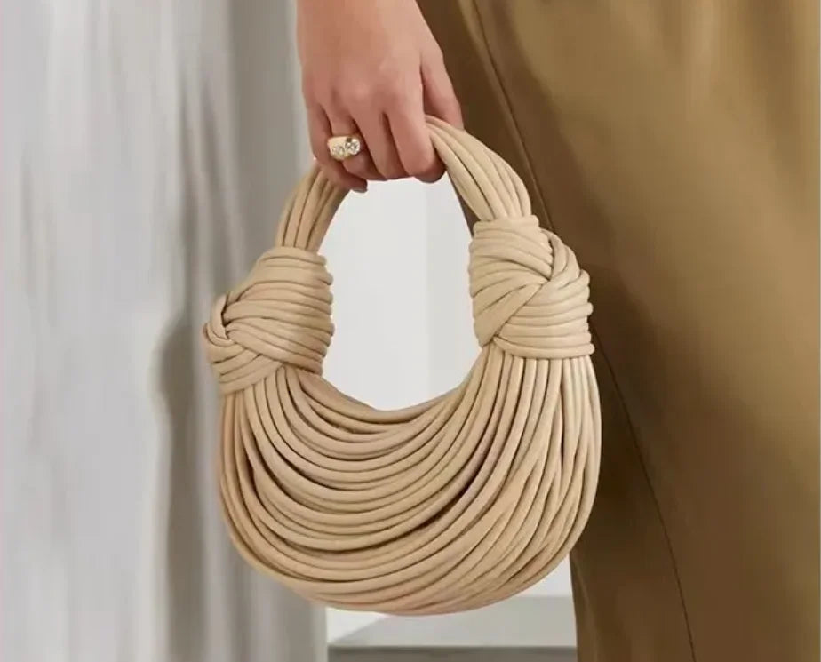 Handbags for Women 2024 New Gold Luxury Designer Brand Handwoven Noodle Bags Rope Knotted Pulled Hobo Silver Evening Clutch Chic shopjponline.com