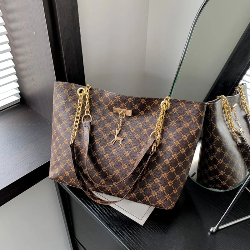 New Presbyopia Handbag Texture Soft Leather Large Capacity Tote Women Bag With Hanging Accessories Shoulder Bag shopjponline.com