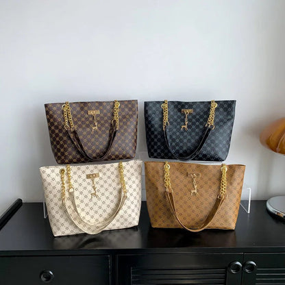 New Presbyopia Handbag Texture Soft Leather Large Capacity Tote Women Bag With Hanging Accessories Shoulder Bag shopjponline.com