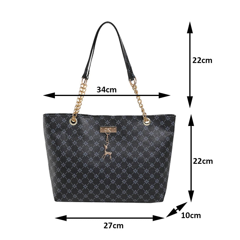 New Presbyopia Handbag Texture Soft Leather Large Capacity Tote Women Bag With Hanging Accessories Shoulder Bag shopjponline.com