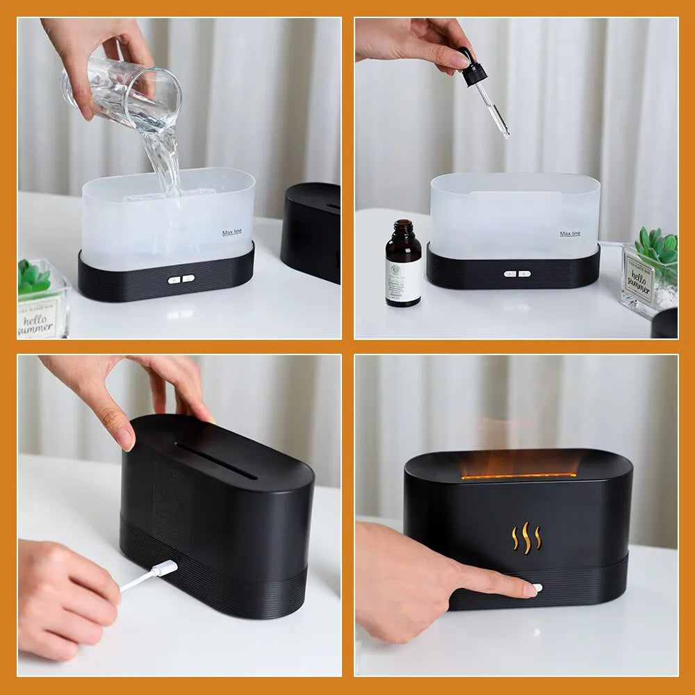 Perfumador de Ambiente Ultrassónico com Iluminação LED e Simulação de Chama Colorida shopjponline.com
