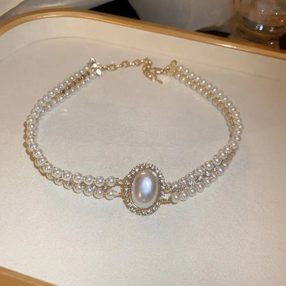 Colar de Luxo Pérolas Imitação - Choker Duas Camadas para Festas e Casamentos shopjponline.com