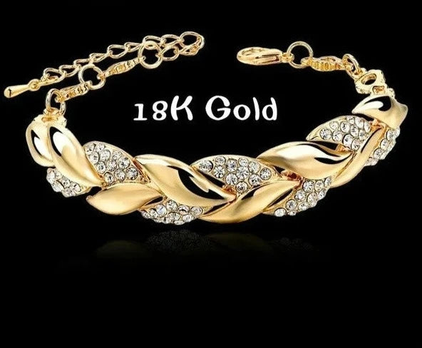 Luxury Love Braided Leaf Bracelet Charm Crystal Wedding Bracelets for Women Anniversary Valentines Day Gifts Aesthetic Jewelry shopjponline.com