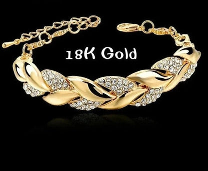 Luxury Love Braided Leaf Bracelet Charm Crystal Wedding Bracelets for Women Anniversary Valentines Day Gifts Aesthetic Jewelry shopjponline.com