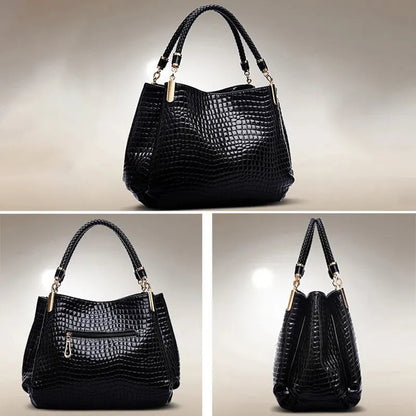 Women's Bag Large Capacity Tote Daily Commute Women's Shoulder Bag Crocodile Print Bright Face Handbag Shopping shopjponline.com