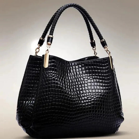 Women's Bag Large Capacity Tote Daily Commute Women's Shoulder Bag Crocodile Print Bright Face Handbag Shopping shopjponline.com