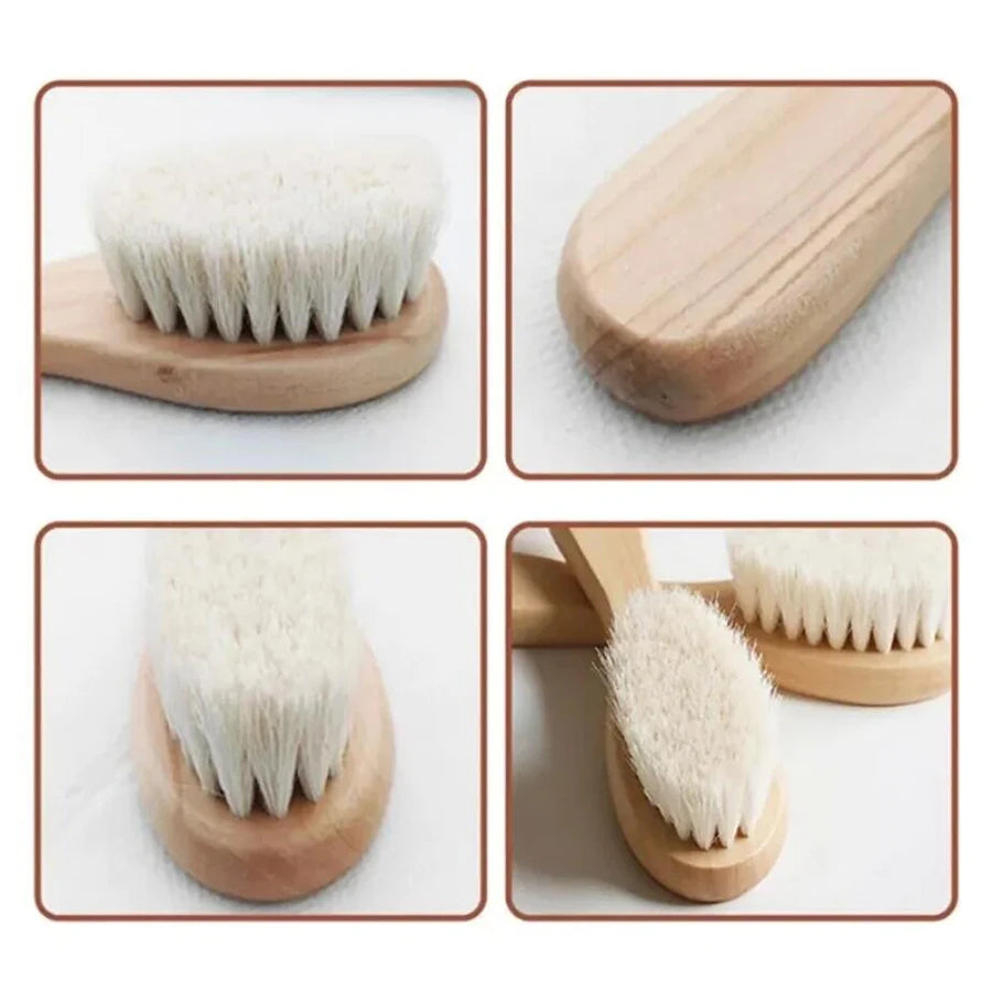 Kit Essencial de Cabelo para Bebé: Pente e Escova de Lã Suave - Conforto Natural para o Seu Recém-Nascido" shopjponline.com