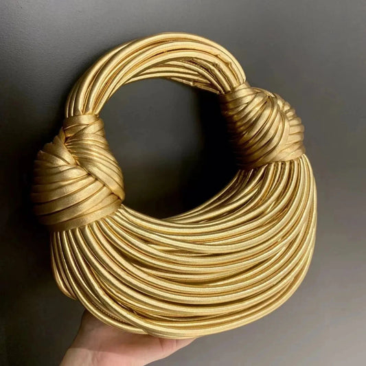 Handbags for Women 2024 New Gold Luxury Designer Brand Handwoven Noodle Bags Rope Knotted Pulled Hobo Silver Evening Clutch Chic shopjponline.com