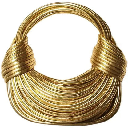 Handbags for Women 2024 New Gold Luxury Designer Brand Handwoven Noodle Bags Rope Knotted Pulled Hobo Silver Evening Clutch Chic shopjponline.com