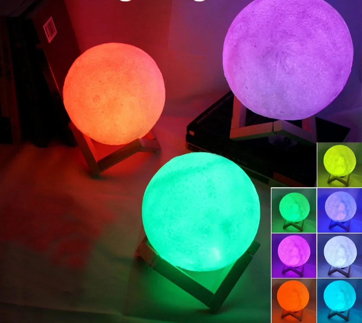 Lua Encantada 8cm - Candeeiro LED com Efeito Estrelado, Iluminação Mágica para o Quarto e Presente Especial shopjponline.com