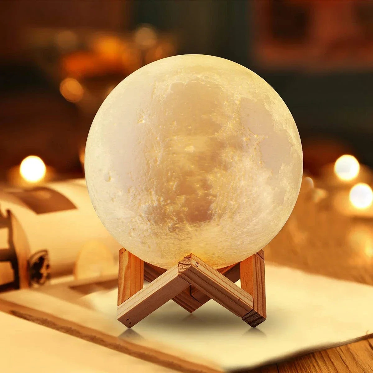 Lua Encantada 8cm - Candeeiro LED com Efeito Estrelado, Iluminação Mágica para o Quarto e Presente Especial shopjponline.com