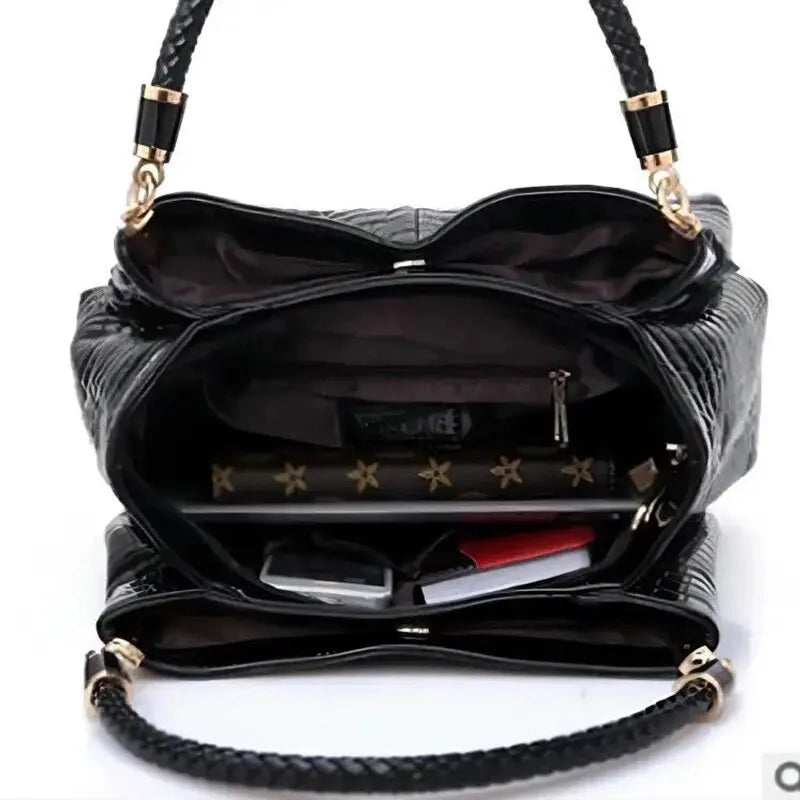 Women's Bag Large Capacity Tote Daily Commute Women's Shoulder Bag Crocodile Print Bright Face Handbag Shopping shopjponline.com